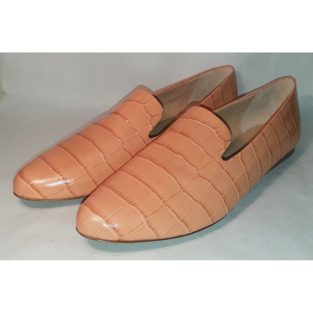 Veronica Beard Griffin Croc Embossed Leather Flats